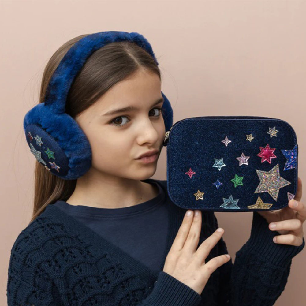 Bolso terciopelo niña azul – Mimi & Lula bolso glitter infantil foto 3