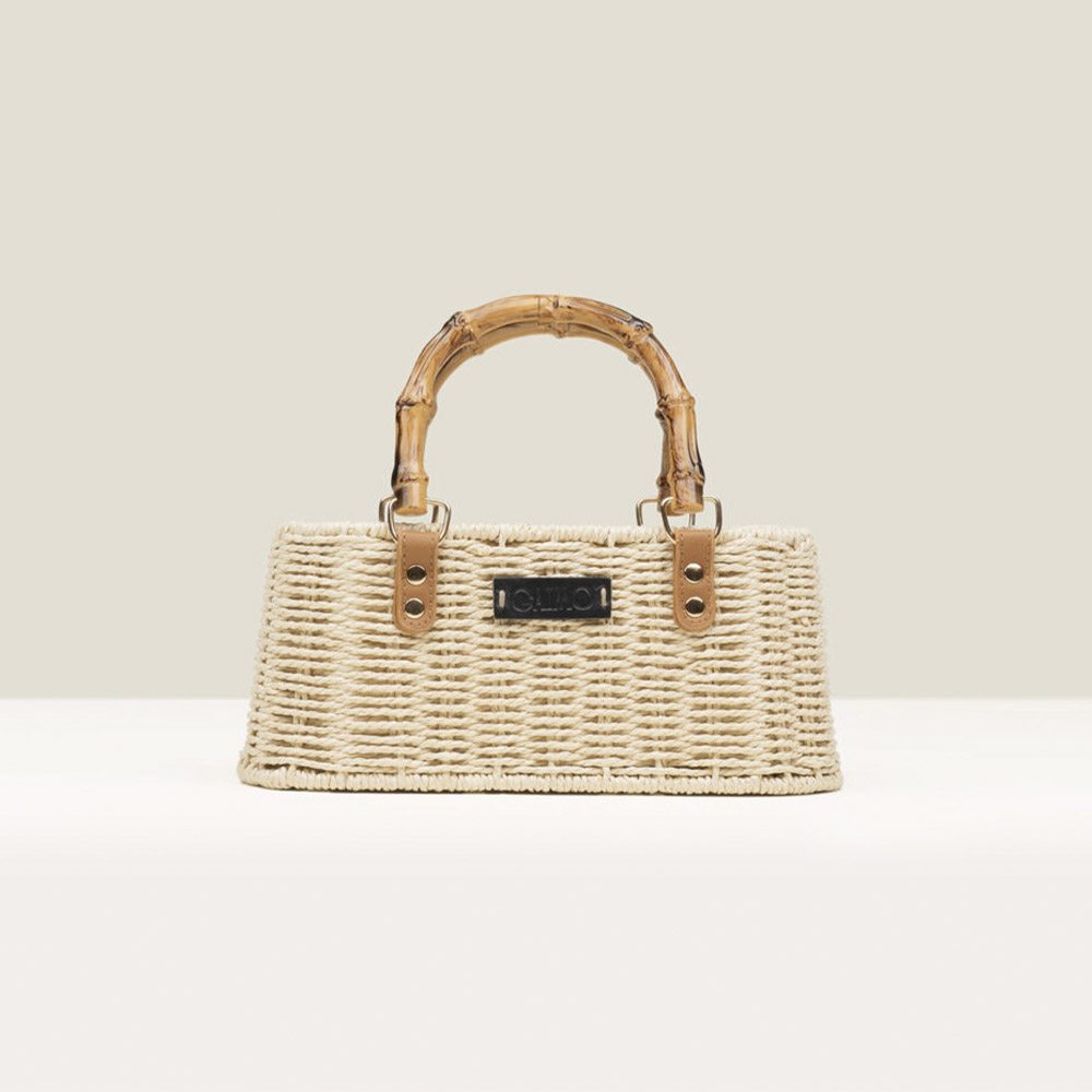 Bolso rafia bandolera y asa bambú Gaimo Box