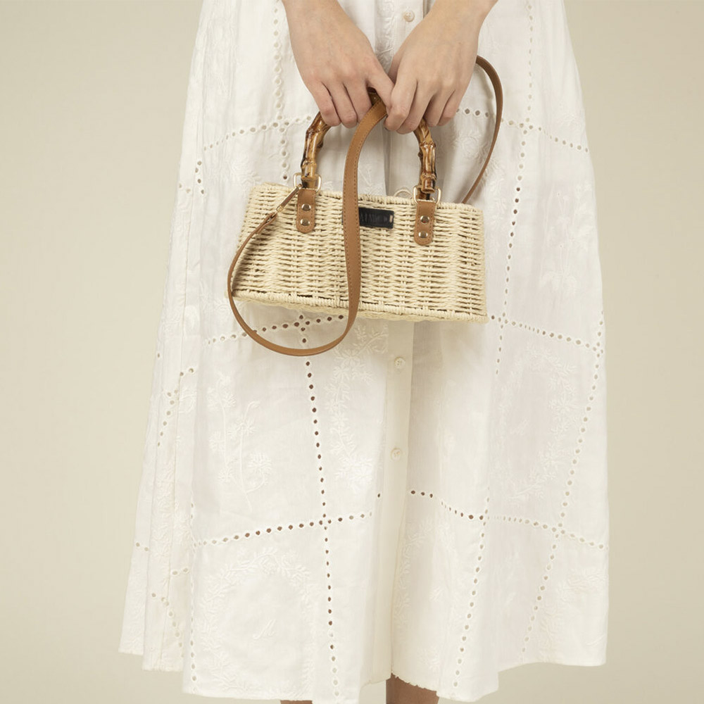 Bolso rafia bandolera y asa bambú Gaimo | Carrilé foto 2