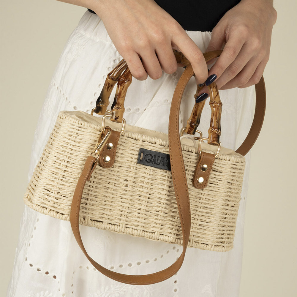 Bolso rafia bandolera y asa bambú Gaimo | Carrilé foto 3
