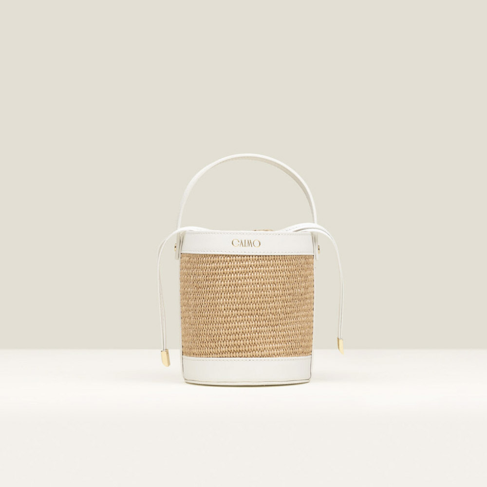 Bolso bombonera rafia y piel blanco Gaimo Bombon