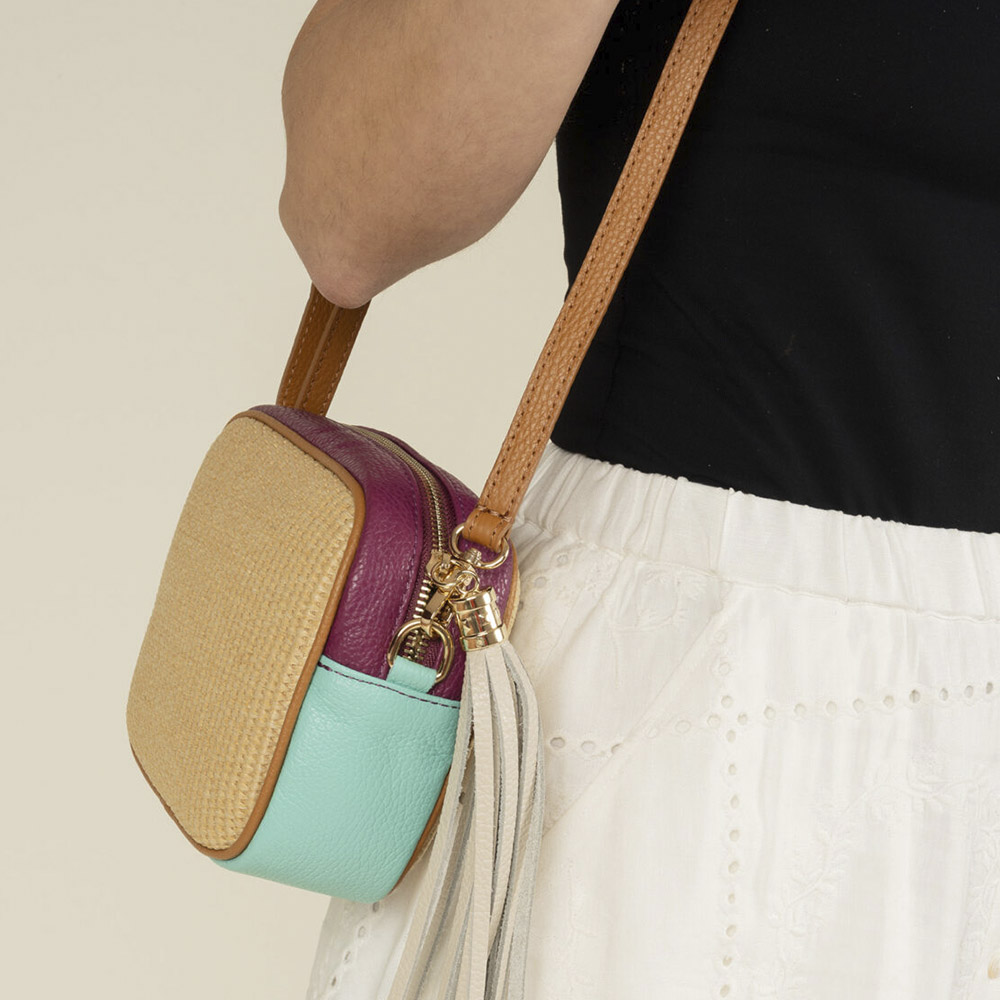 Bolso bandolera rafia multicolor Gaimo | Carrilé foto 3