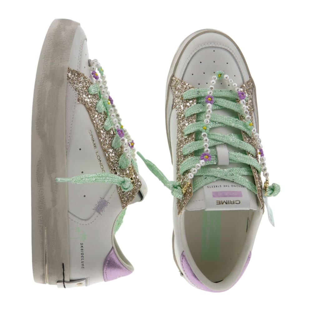 Zapatillas blancas glitter y adornos Crime London foto 2