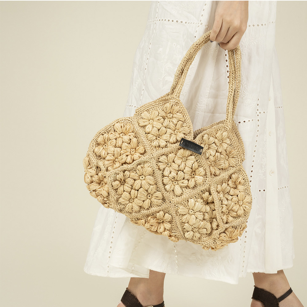 Bolso rafia flor Gaimo | Bolso artesanal mujer verano foto 3