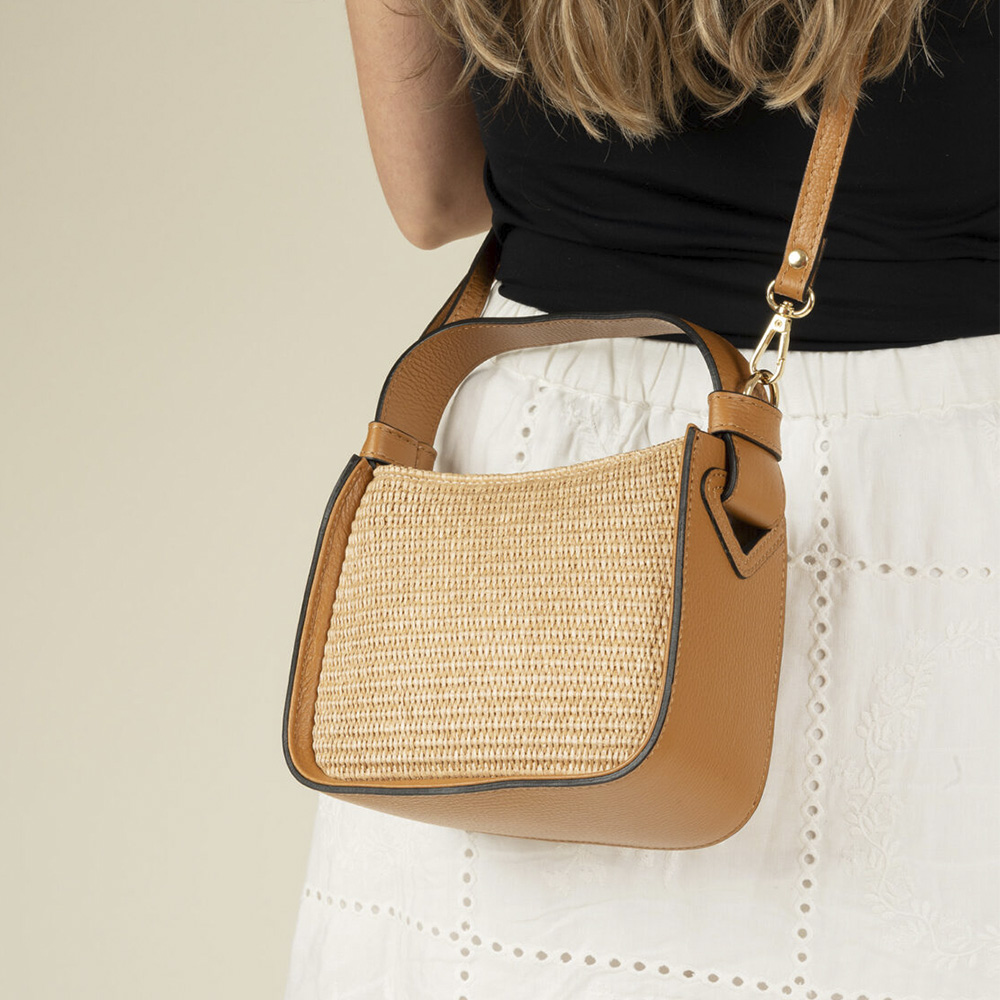 Bolso Cruzado Rafia y Cuero Gaimo | Estilo Natural y Elegante foto 2