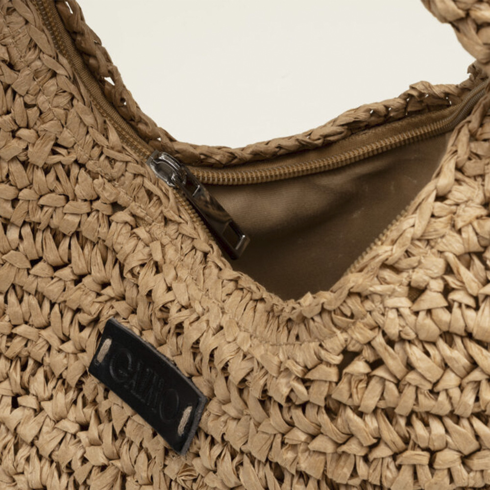 Bolso Mano Rafia Natural Cremallera | Complemento Artesanal para Mujer foto 4