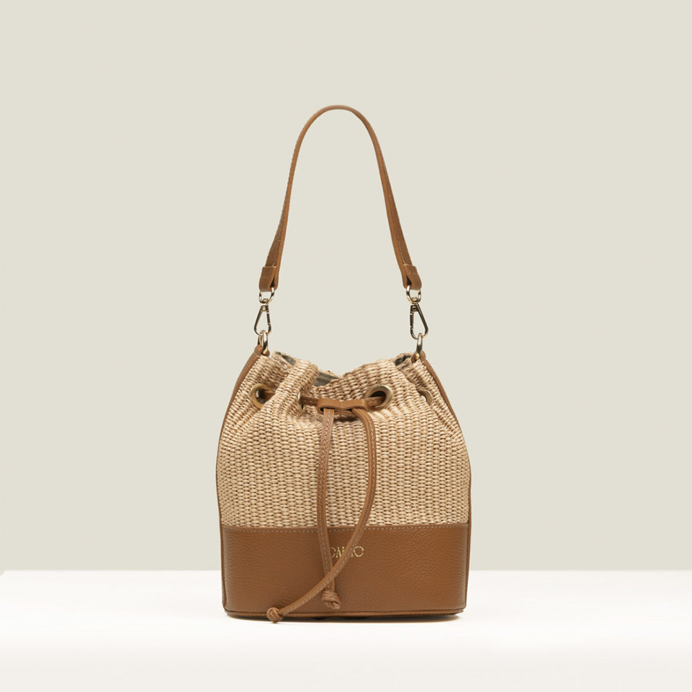 Bolso tipo saco rafia asa y correa Gaimo Bimba