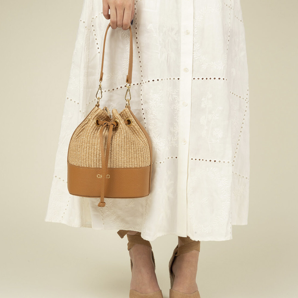 Bolso Tipo Saco Rafia Asa y Correa Gaimo | Estilo Natural para Mujer foto 2