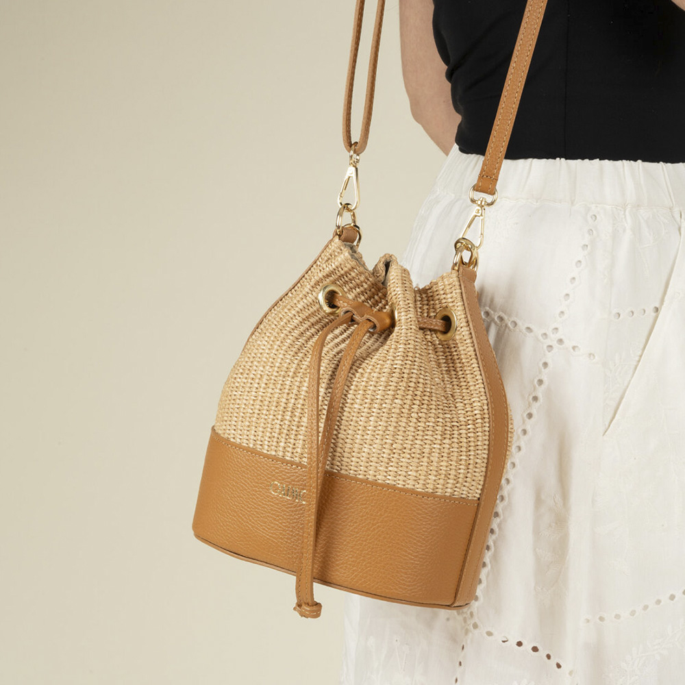 Bolso Tipo Saco Rafia Asa y Correa Gaimo | Estilo Natural para Mujer foto 3