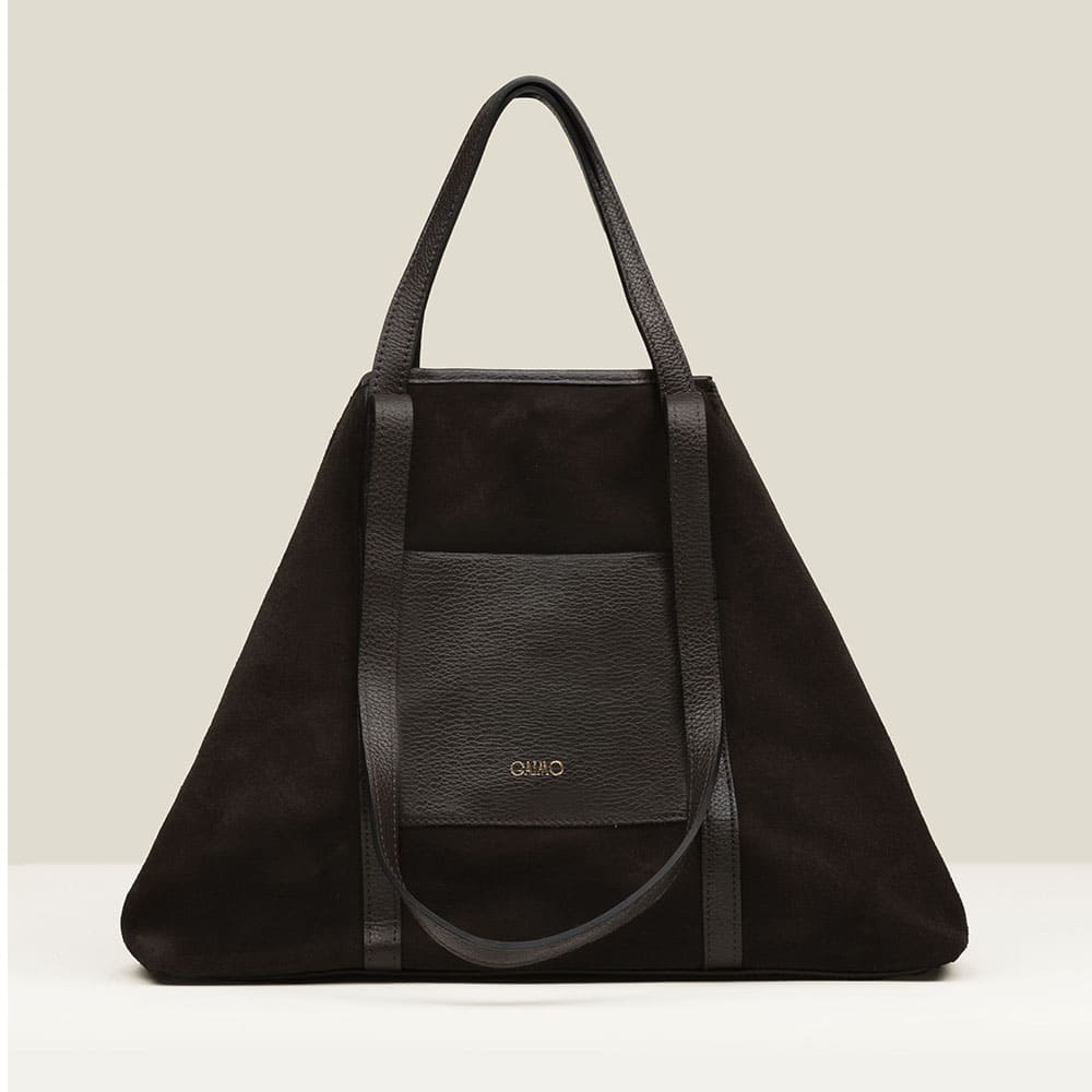 Bolso doble asa serraje marrón Gaimo Ines