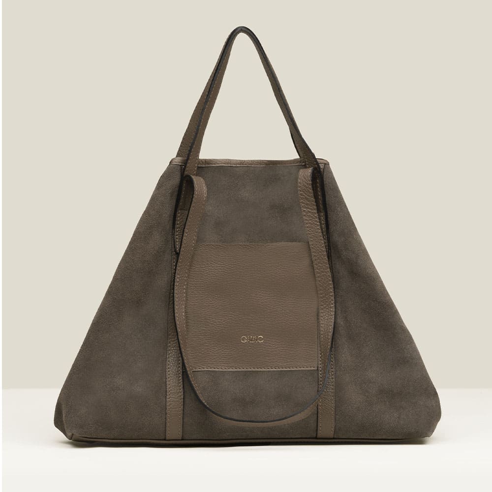 Bolso shopper serraje topo doble asa Gaimo Ines