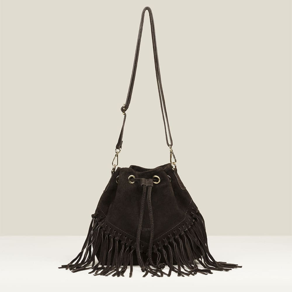 Bolso bandolera ante marrón flecos Gaimo Martirio