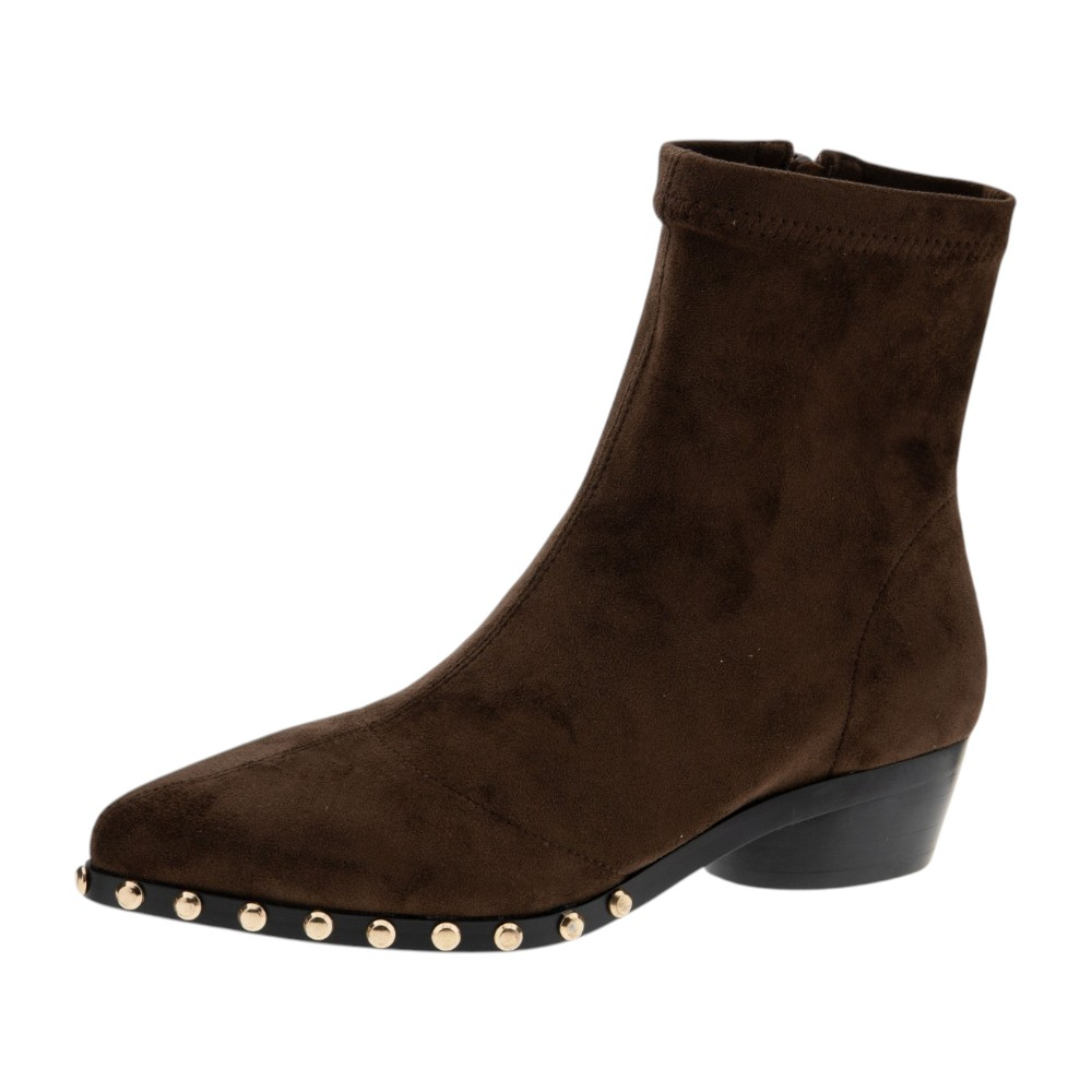 Botines marrones mujer tacón bajo tachas Noa Harmon foto 3