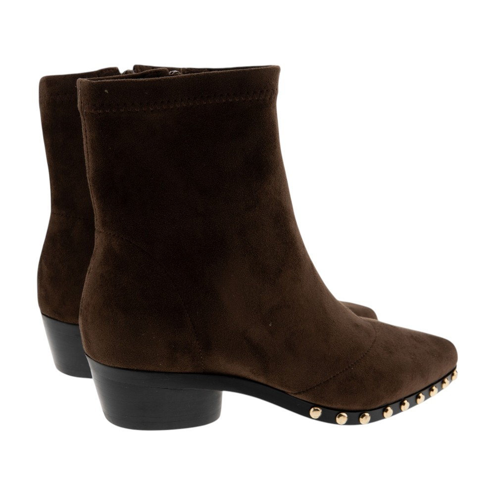 Botines marrones mujer tacón bajo tachas Noa Harmon foto 4