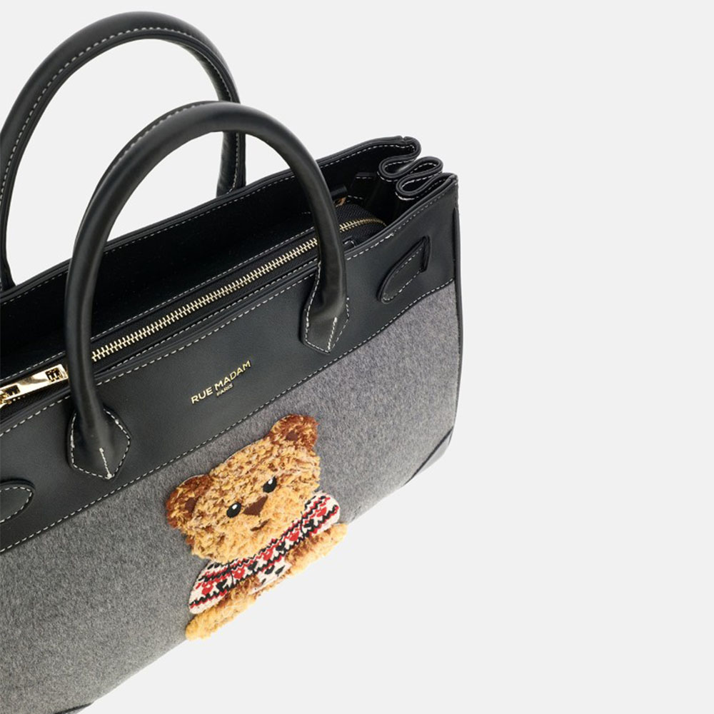 Bolso gris y negro tote osito Rue Madam | Carrilé foto 3