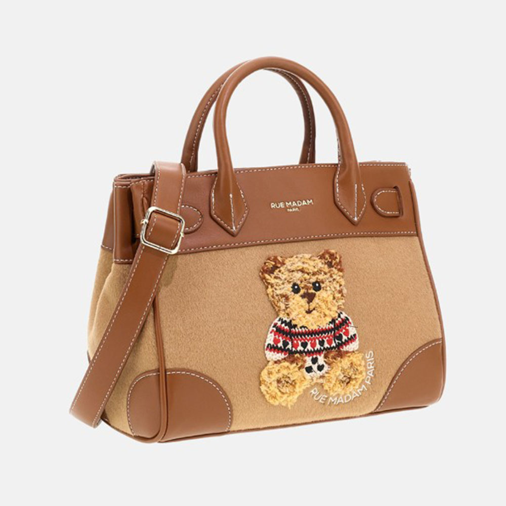 Bolso mini tote camel asa y correa Rue Madam | Carrilé foto 2