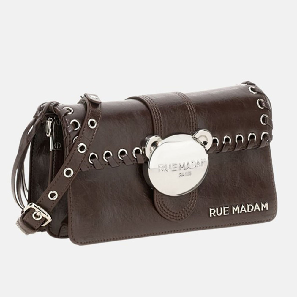 Bolso bandolera marrón tachas y flecos Rue Madam | Carrilé foto 2