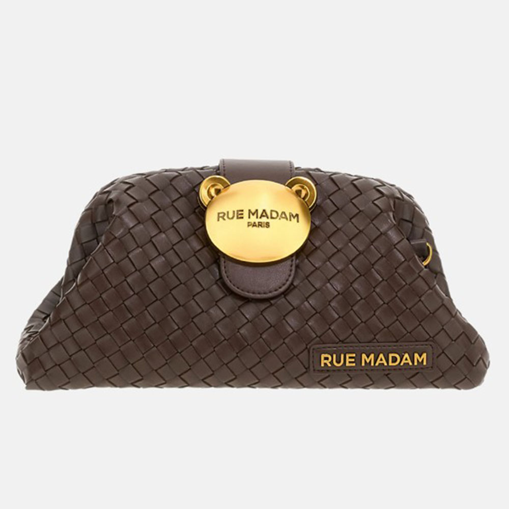 Bolso marrón trenzado mano y caden Rue Madam The Pouch Motif