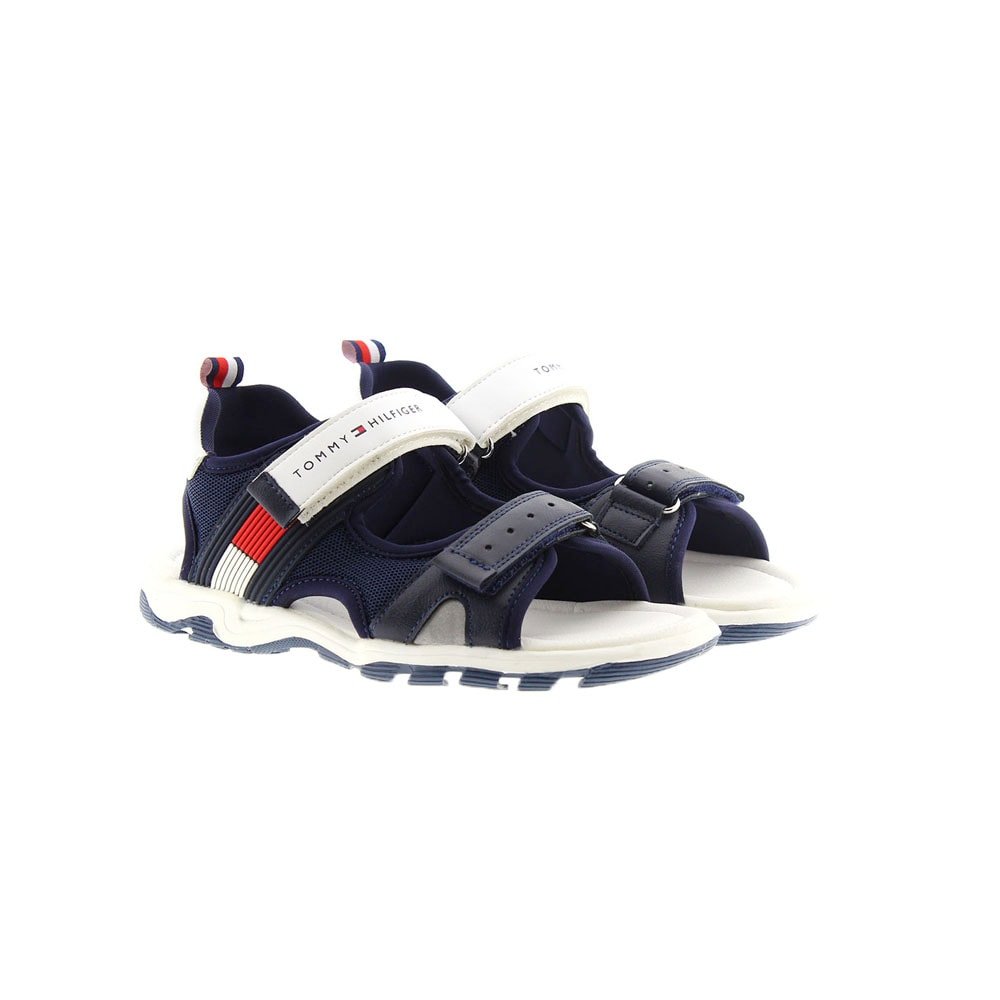 Sandalia sport azul blanco con velcro niño | Tommy Hilfiger