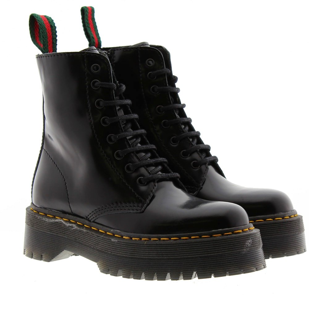 Botines militares de cordones en piel brillante y plataforma Alpe 3475