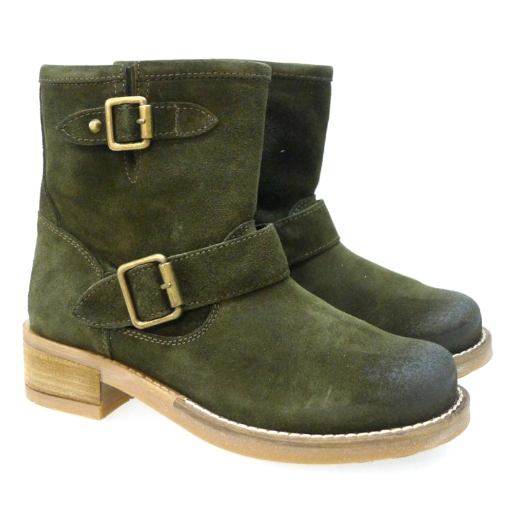 Botin Motero Nobuck Verde Tiziana 3002