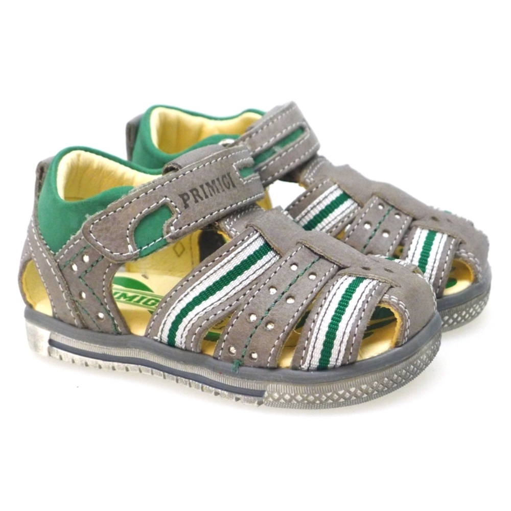 Sandalia Tipo Guaracha Velcro Gris Y Verde Primigi Erald-e