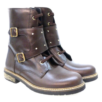 Botin Motero triple cierre y tachas Clarys 8845 Marron