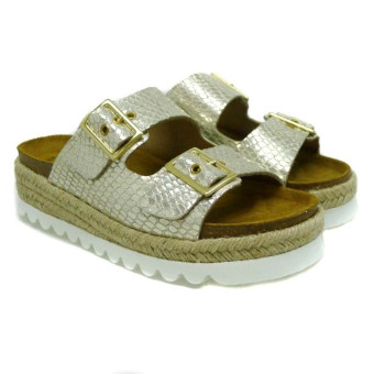 Sandalia bio con plataforma Plata Takeme