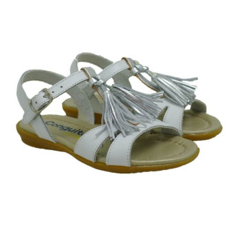 Conguitos sandalia blanca con borlas HV1 23967