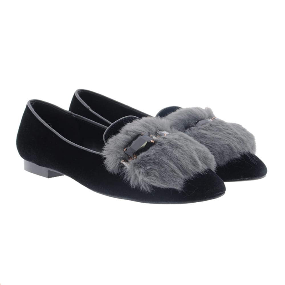 Slipper terciopelo negro y pelo Cafenoir ED924 010