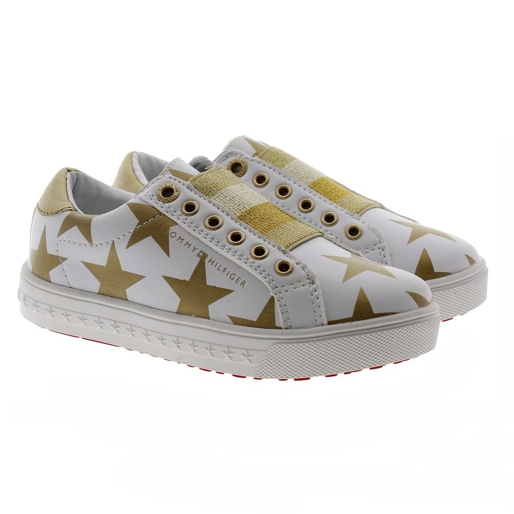 Zapatilla slip-on estrellas Tommy Hilfiger T3A4 Blanco-oro