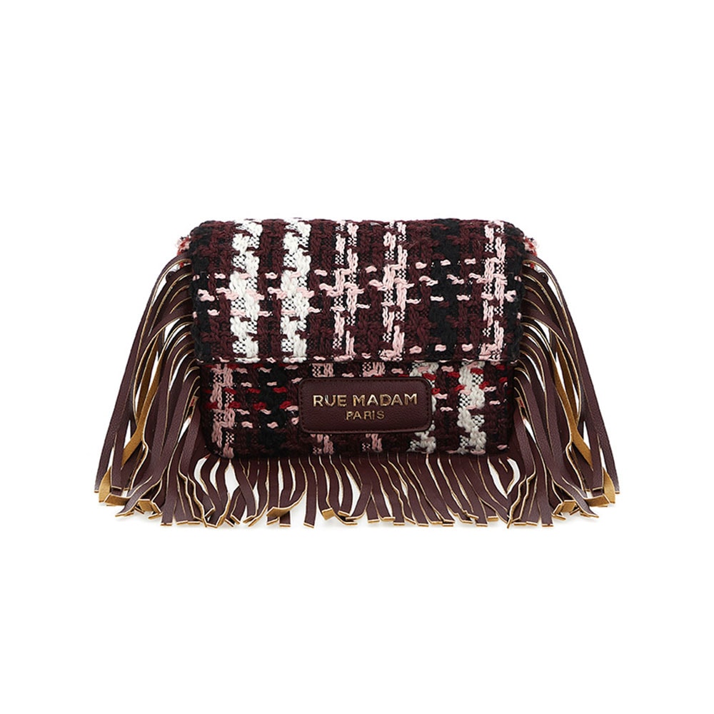 Bolso bandolera tweed flecos Rue Madam Burdeos