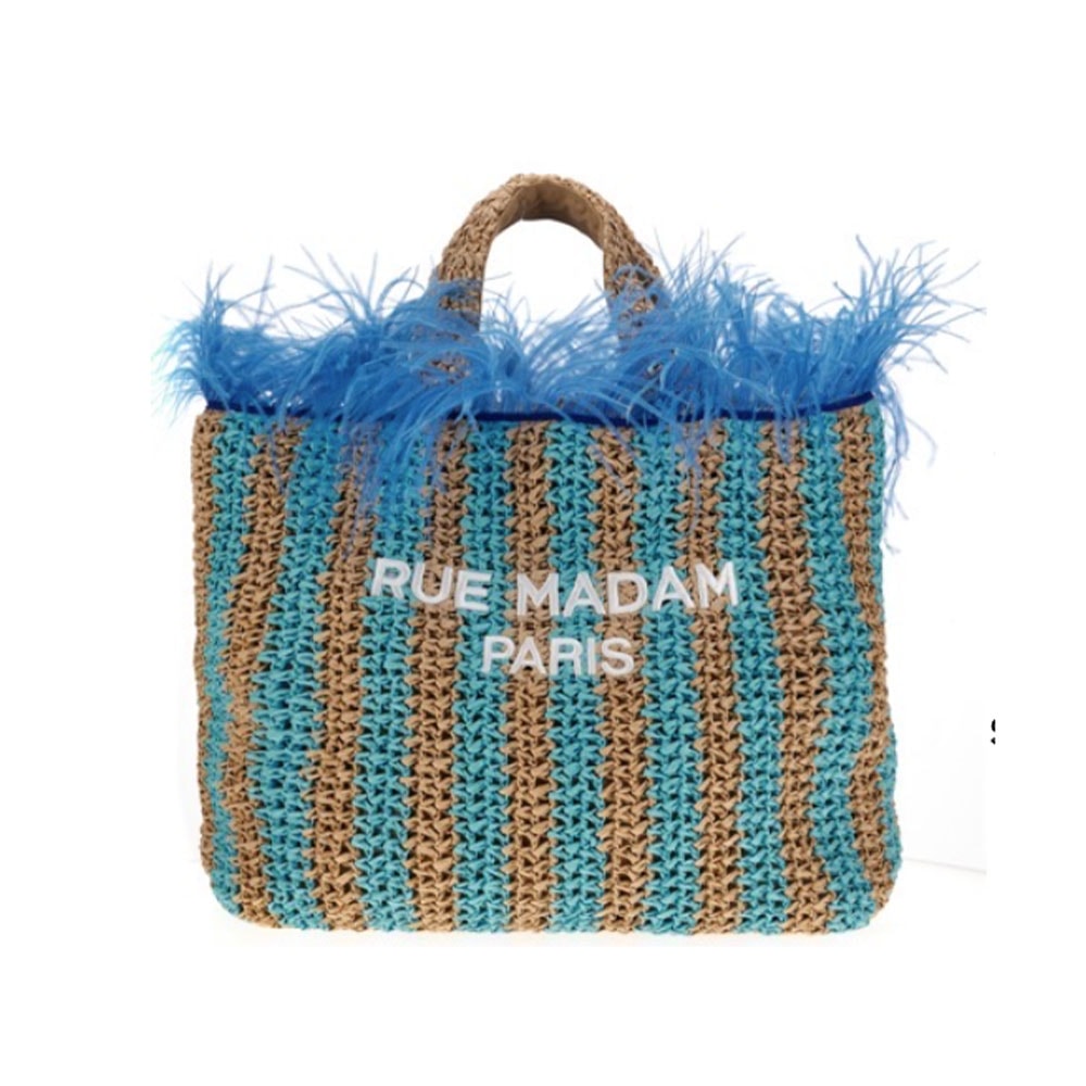 Bolso crochet rayas y plumas Rue Madam Waikiki T Feather Stripes