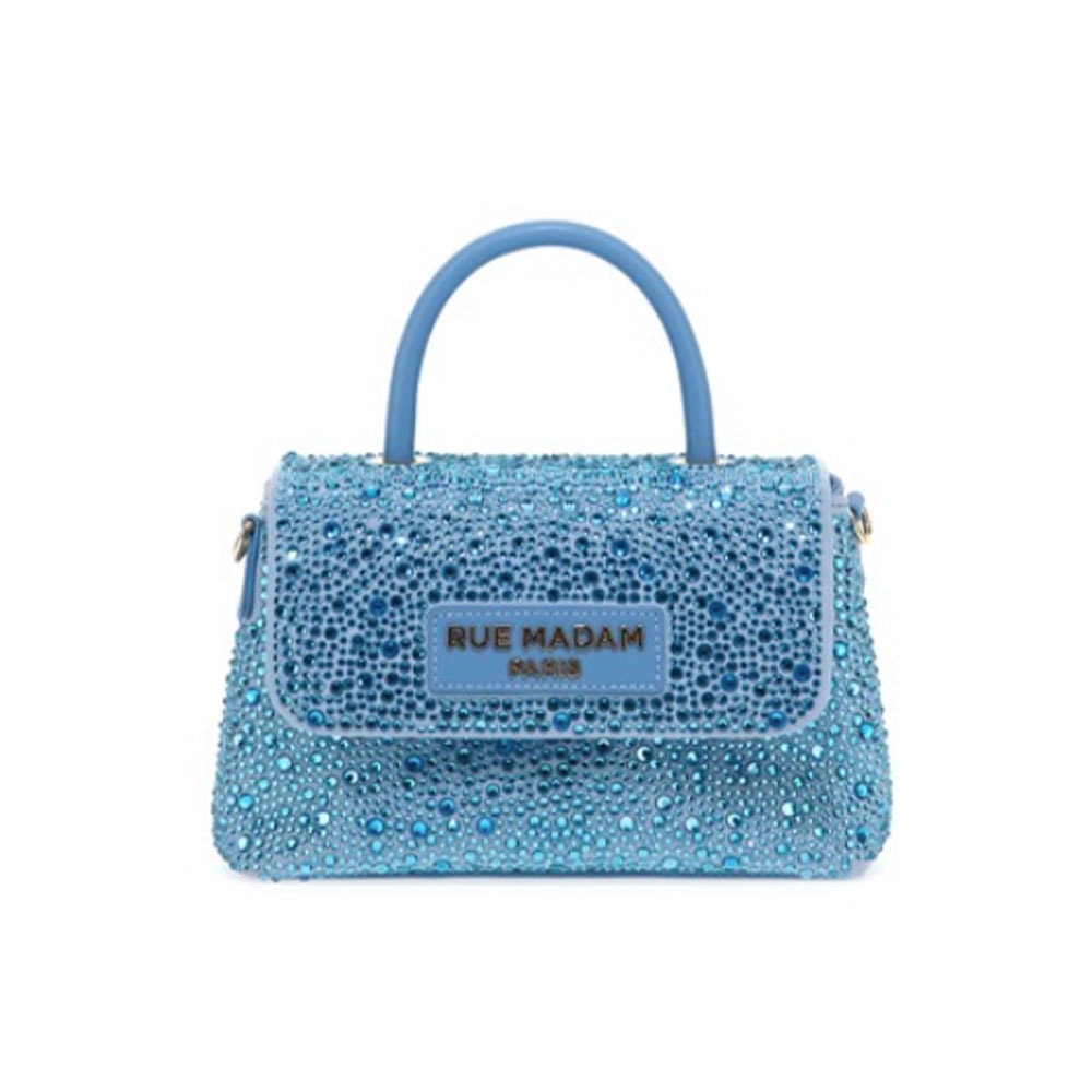 Bolso pedrería asa y cadena Rue Madam Ocean S Azul