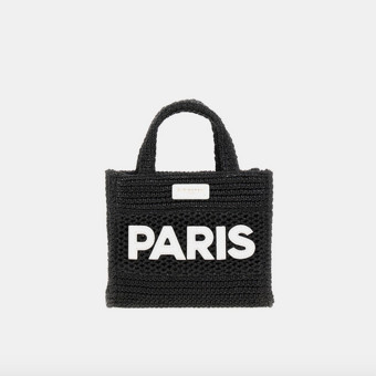 Mini Bolso Rafia Negra Rue Madam Paris Lavana