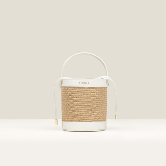 Bolso bombonera rafia y piel blanco Gaimo Bombon