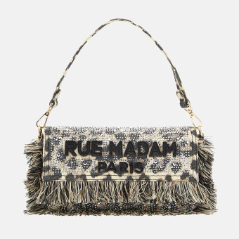 Bolso hombro lona leopardo y flecos Rue Madam Casablanca