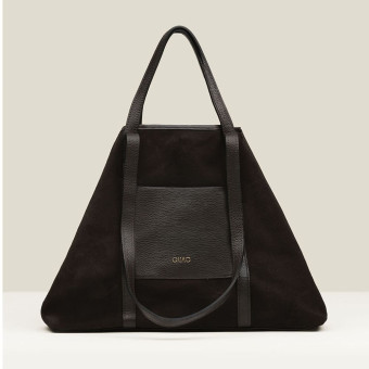 Bolso doble asa serraje marrón Gaimo Ines
