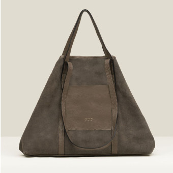 Bolso shopper serraje topo doble asa Gaimo Ines