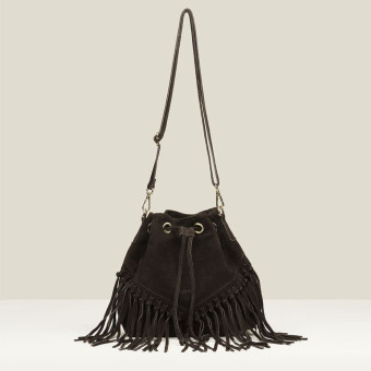 Bolso bandolera ante marrón flecos Gaimo Martirio