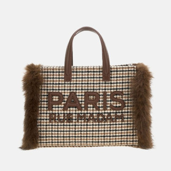 Bolso mini tote pata gallo marrón Rue Madam Megeve
