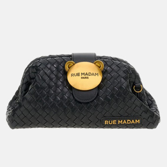 Bolso mano trenzado negro osito Rue Madam The Pouch Motif