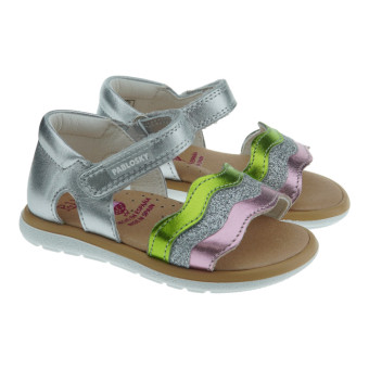 Sandalias niña piel velcro plata Pablosky 031150