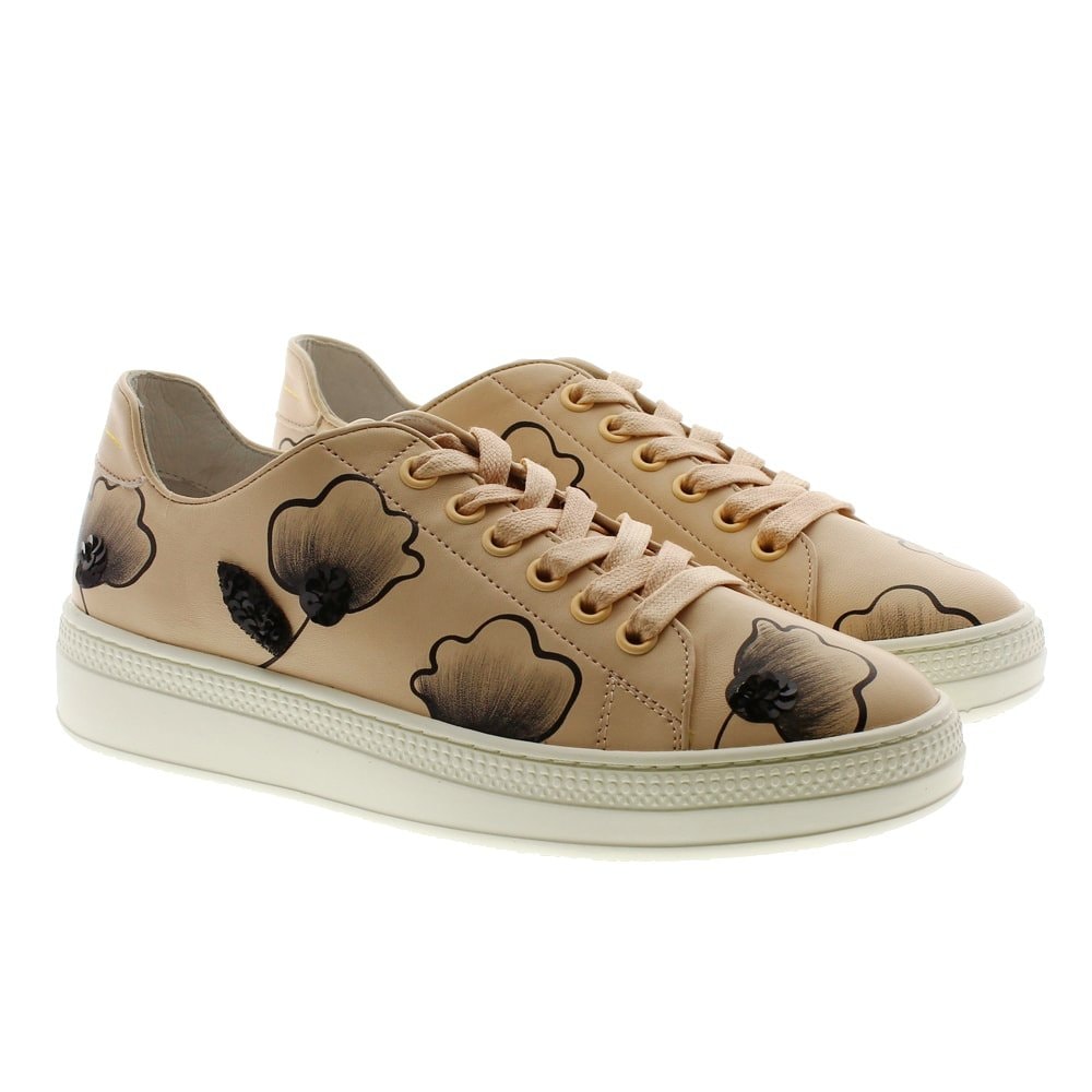 Zapatillas sneakers nude flores Lola Cruz 042Z15BK