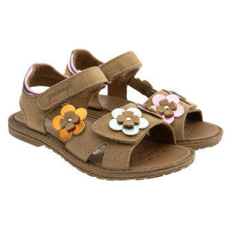 Sandalias ante camel flores velcros Primigi 13873