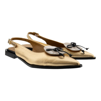Zapato destalonado dorado adorno circular Nemonic 2414
