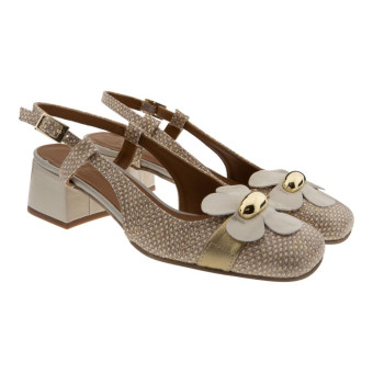 Zapato tacón destalonado flores Nemonic 2504