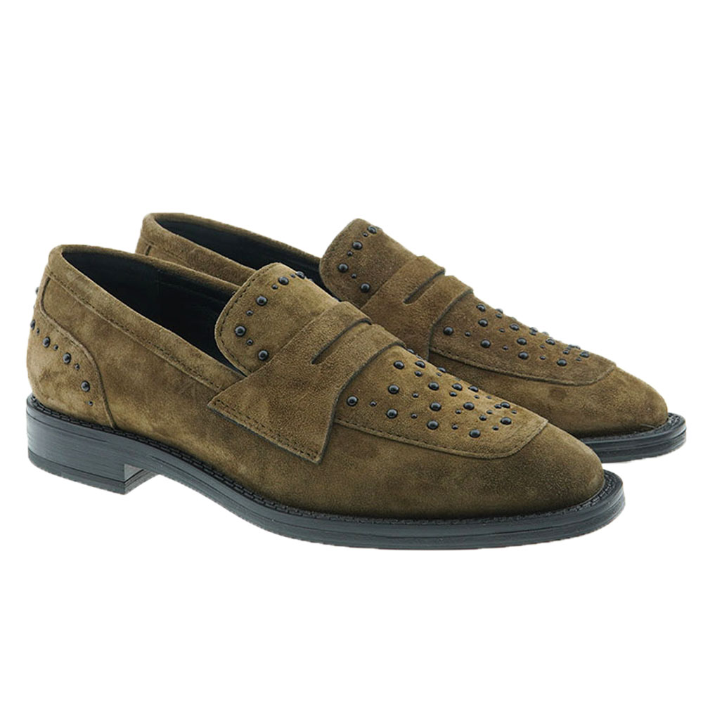 Mocasines mujer tachuelas piel ante Alpe 256911