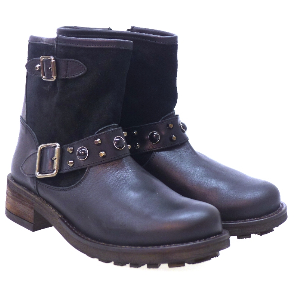 Botines moteros piel Tiziana 3001 Outlet
