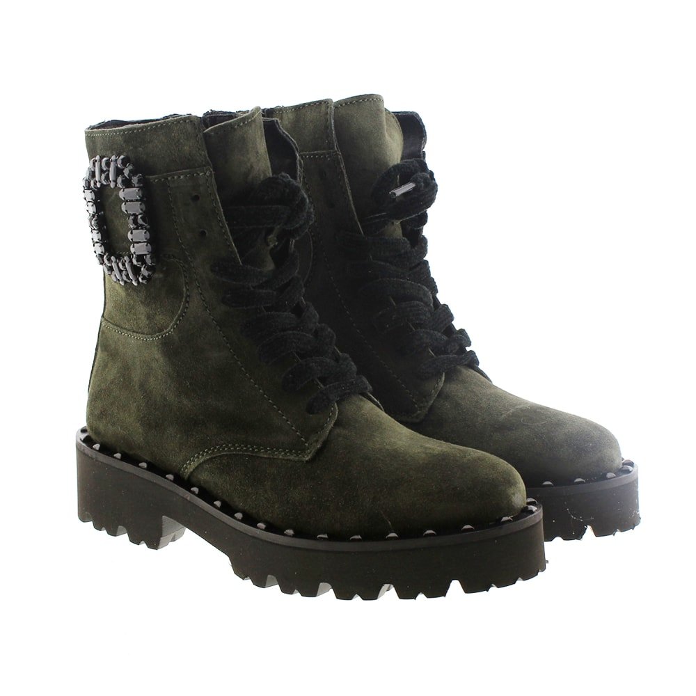Botín mujer militar hebilla piedras Alpe 441311